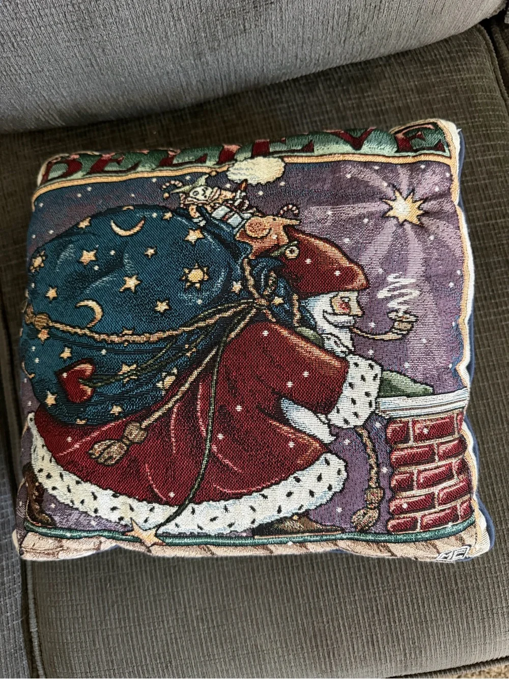 Mary Engelbriet Holiday 'Believe' Santa Decorative Pillow - Red & Blue